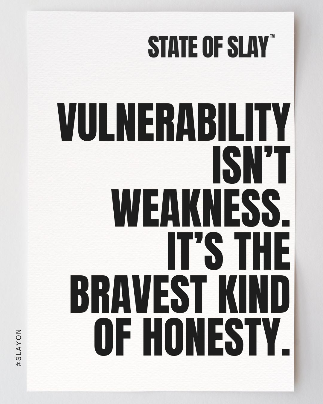 Quote in block letters saying: Vulnerability isn’t weakness. It’s the bravest kind of honesty.